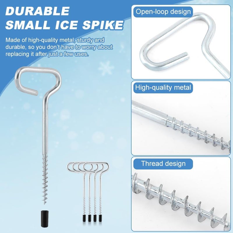 NOWHYX 8pcs Ice Fishing Anchor Tool Kit, Ice Anchor Drill Adapter Kit, Ice-Fishing Shelter Stake Nail with Ice-Fishing Shelter Coat Hooks, for Setting Up ICES Fishing Shelters Tent - Image 5